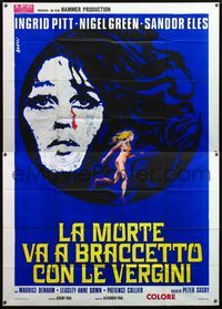 5c235 COUNTESS DRACULA Italian 2p '72 Hammer, Avelli art of Ingrid Pitt close up & running naked!