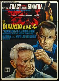 5c241 DEVIL AT 4 O'CLOCK Italian 2p '61 different art of Spencer Tracy & Frank Sinatra handcuffed!