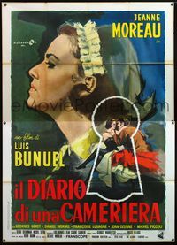 5c242 DIARY OF A CHAMBERMAID Italian 2p '65 Luis Bunuel, different art of Jeanne Moreau by Cesselon