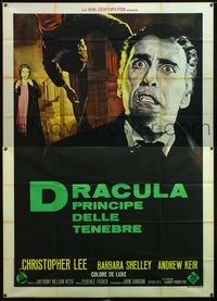 5c245 DRACULA PRINCE OF DARKNESS Italian 2p '66 c/u art of vampire Christopher Lee by Enzo Nistri!
