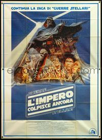 5c248 EMPIRE STRIKES BACK Italian 2p '80 George Lucas sci-fi classic, cool artwork by Tom Jung!