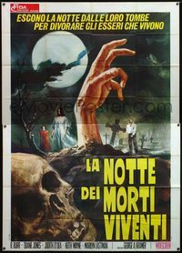 5c269 NIGHT OF THE LIVING DEAD Italian 2p '70 George Romero zombie classic,different graveyard art!