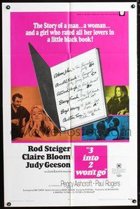 5d014 3 INTO 2 WON'T GO 1sh '69 Rod Steiger, sexy Claire Bloom and her little black book!