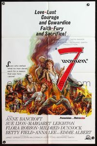 5d017 7 WOMEN 1sh '66 John Ford, Anne Bancroft, Sue Lyon, love, lust, courage & cowardice!
