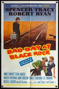 5d030 BAD DAY AT BLACK ROCK 1sh R62 Spencer Tracy tries to find out just what did happen to Kamoko!