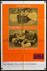 5d032 BALLAD OF CABLE HOGUE 1sh '70 Sam Peckinpah, Jason Robards & sexy Stella Stevens in wash tub!