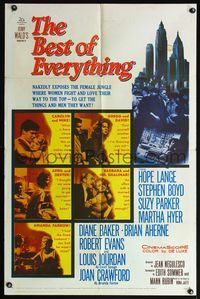 5d044 BEST OF EVERYTHING 1sh '59 Hope Lange, Stephen Boyd, nakedly exposes the female jungle!