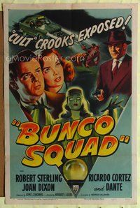5d067 BUNCO SQUAD style A 1sh '50 unmasking the phoney spiritualist cult ring, great film noir art!