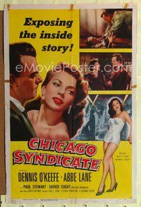 5d080 CHICAGO SYNDICATE 1sh '55 full-length sexy Abbe Lane, Dennis O'Keefe, the inside story!