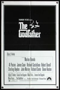 5d252 GODFATHER 1sh '72 Marlon Brando & Al Pacino in Francis Ford Coppola crime classic!