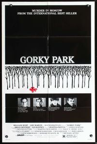 5d257 GORKY PARK 1sh '83 William Hurt, Lee Marvin, cool bloody snow in trees image!