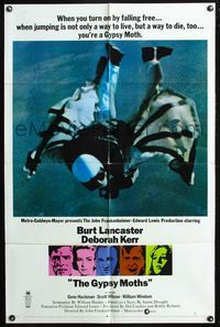 5d265 GYPSY MOTHS style B 1sh '69 Burt Lancaster, John Frankenheimer, cool sky diving image!