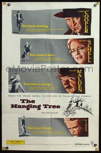 5d273 HANGING TREE 1sh '59 portraits of stars Gary Cooper, Maria Schell & Karl Malden!