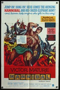 5d274 HANNIBAL 1sh '60 artwork of barechested warrior Victor Mature, Edgar Ulmer directed!