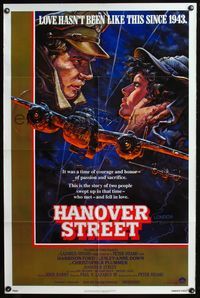 5d275 HANOVER STREET 1sh '79 cool art of Harrison Ford & Lesley-Anne Down in World War II by Alvin!