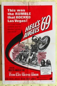 5d293 HELL'S ANGELS '69 1sh '69 art of biker gang in the rumble that rocked Las Vegas!