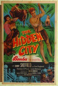 5d294 HIDDEN CITY 1sh '50 great images of Johnny Sheffield as Bomba the Jungle Boy!