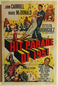 5d298 HIT PARADE OF 1951 style A 1sh '50 wacky art of John Carroll & Marie McDonald dancing!