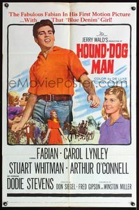 5d308 HOUND-DOG MAN 1sh '59 Fabian starring in his first movie with pretty Carol Lynley!