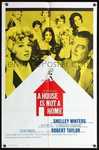 5d311 HOUSE IS NOT A HOME 1sh '64 Shelley Winters, Robert Taylor & 7 sexy hookers in brothel!