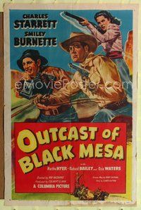 5d568 OUTCAST OF BLACK MESA 1sh '50 western art of Charles Starrett, Smiley Burnette, Martha Hyer!