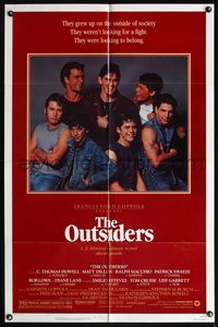 5d571 OUTSIDERS 1sh '82 Coppola, S.E. Hinton, Howell, Dillon, Macchio, Swayze, Lowe, Estevez