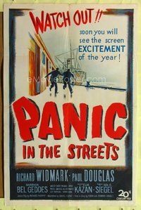 5d577 PANIC IN THE STREETS 1sh '50 Walter Jack Palance in Elia Kazan directed film noir!
