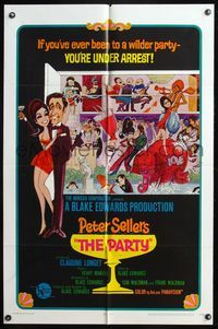5d584 PARTY style A 1sh '68 wacky Peter Sellers & sexy Claudine Longet, directed by Blake Edwards!