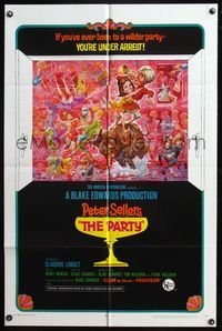 5d585 PARTY style B 1sh '68 Peter Sellers, Blake Edwards, great art by Jack Davis!