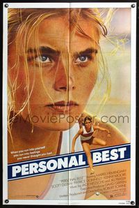 5d592 PERSONAL BEST 1sh '82 great close-up of athletic determined Mariel Hemingway!