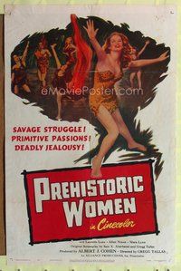 5d612 PREHISTORIC WOMEN 1sh '50 art of hot cave babes, savage struggle, primitive passions!