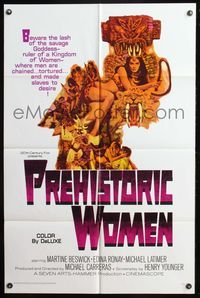 5d613 PREHISTORIC WOMEN 1sh '66 Slave Girls, art of sexiest cave babe with whip!