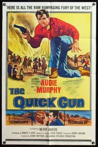 5d630 QUICK GUN 1sh '64 art of cowboy Audie Murphy in the raw rampaging fury of the West!