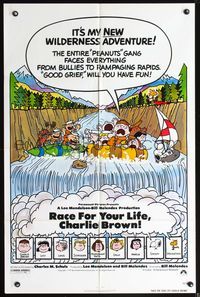 5d633 RACE FOR YOUR LIFE CHARLIE BROWN 1sh '77 Charles M. Schulz, art of Snoopy & Peanuts gang!