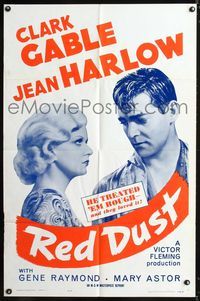 5d643 RED DUST 1sh R63 Clark Gable treated sexy Jean Harlow rough, and she loved it!