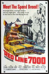 5d644 RED LINE 7000 1sh '65 Howard Hawks, James Caan, car racing artwork, meet the speed breed!