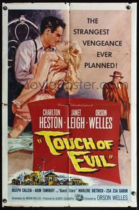 5d873 TOUCH OF EVIL 1sh '58 art of Orson Welles, Charlton Heston & Janet Leigh by Bob Tollen!