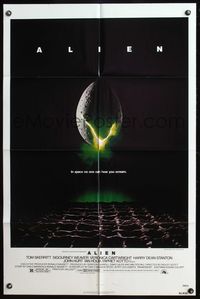 5e019 ALIEN 1sh '79 Ridley Scott outer space sci-fi monster classic, cool hatching egg image!