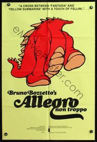 5e025 ALLEGRO NON TROPPO 23x34 1sh '76 Bruno Bozzetto, great wacky dinosaur cartoon artwork!
