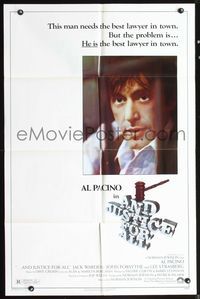 5e033 AND JUSTICE FOR ALL 1sh '79 directed by Norman Jewison, Al Pacino is out of order!