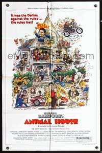 5e038 ANIMAL HOUSE style B 1sh '78 John Belushi, Landis classic, art by Nick Meyerowitz!