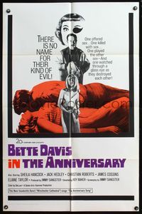 5e040 ANNIVERSARY 1sh '67 Bette Davis with funky eyepatch in English horror!