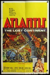 5e050 ATLANTIS THE LOST CONTINENT 1sh '61 George Pal underwater sci-fi, Smith fantasy art!