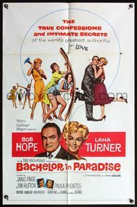 5e060 BACHELOR IN PARADISE 1sh '61 world's greatest lover Bob Hope romances sexy Lana Turner!
