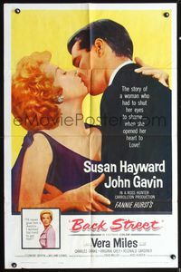 5e061 BACK STREET 1sh '61 Susan Hayward & John Gavin romantic close up, Vera Miles!