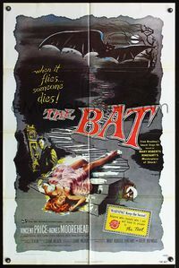 5e068 BAT 1sh R80s great horror art of Vincent Price & sexy fallen girl!
