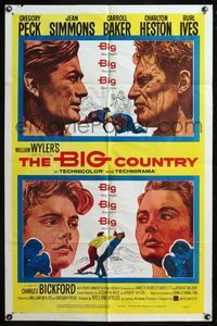 5e081 BIG COUNTRY style A 1sh '58 Gregory Peck, Charlton Heston, William Wyler classic!