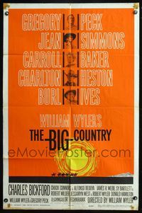 5e082 BIG COUNTRY style B 1sh '58 Gregory Peck, Charlton Heston, William Wyler classic!