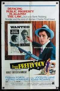 5e112 BULLET FOR PRETTY BOY 1sh '70 AIP noir, Fabian as Floyd w/tommy gun & wanted poster!