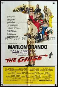 5e131 CHASE 1sh '66 Marlon Brando, Jane Fonda, Robert Redford, directed by Arthur Penn!